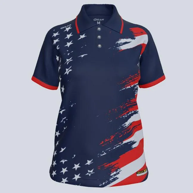 Ladies Old Glory Custom USA Polo