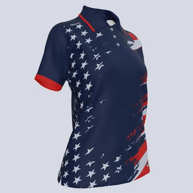 Ladies Old Glory Custom USA Polo