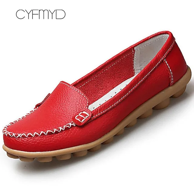 Leather Shoes Women Flats Big size 35-44 Ladies Loafers Non-Slip