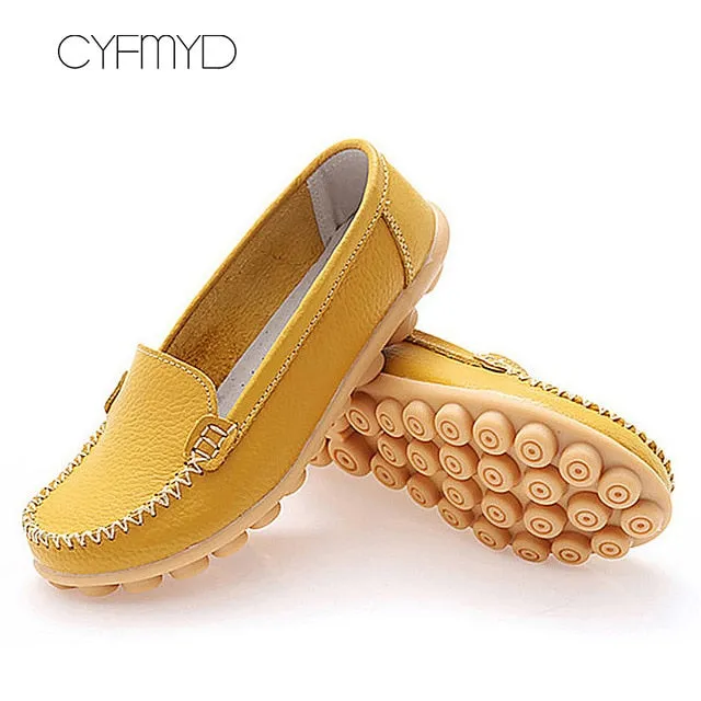 Leather Shoes Women Flats Big size 35-44 Ladies Loafers Non-Slip