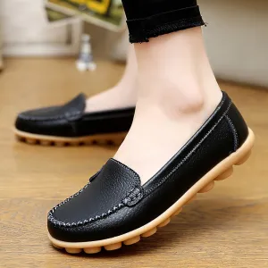 Leather Shoes Women Flats Big size 35-44 Ladies Loafers Non-Slip