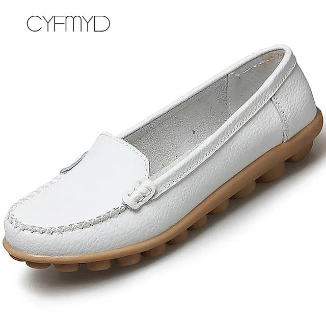 Leather Shoes Women Flats Big size 35-44 Ladies Loafers Non-Slip