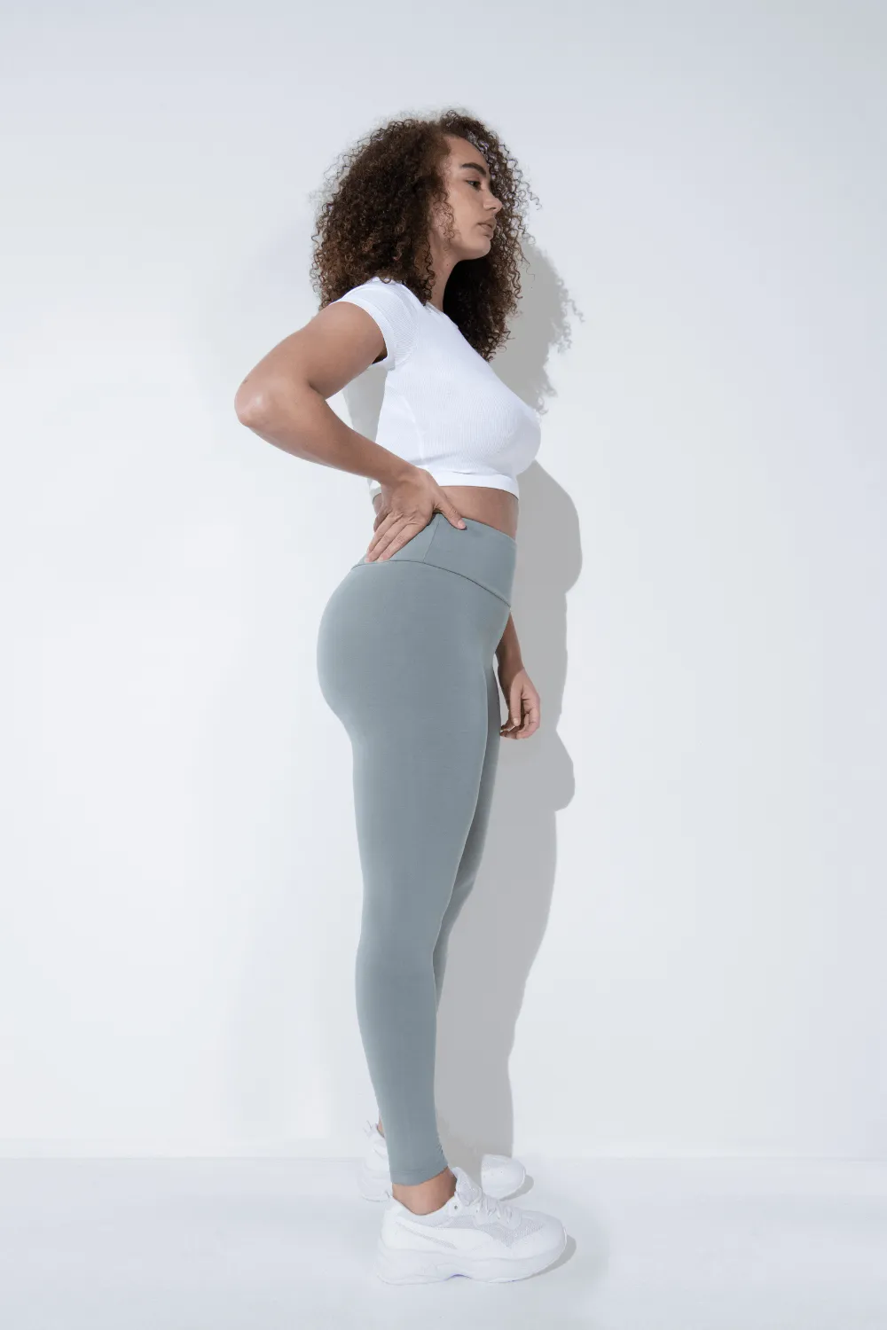 Lightweight Everyday High Waisted Leggings - Sage Green