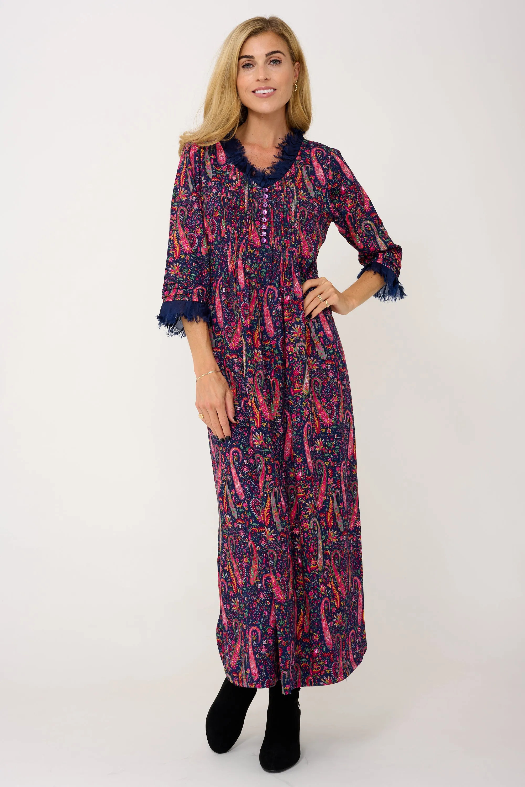 Lola Dress In Navy Paisley