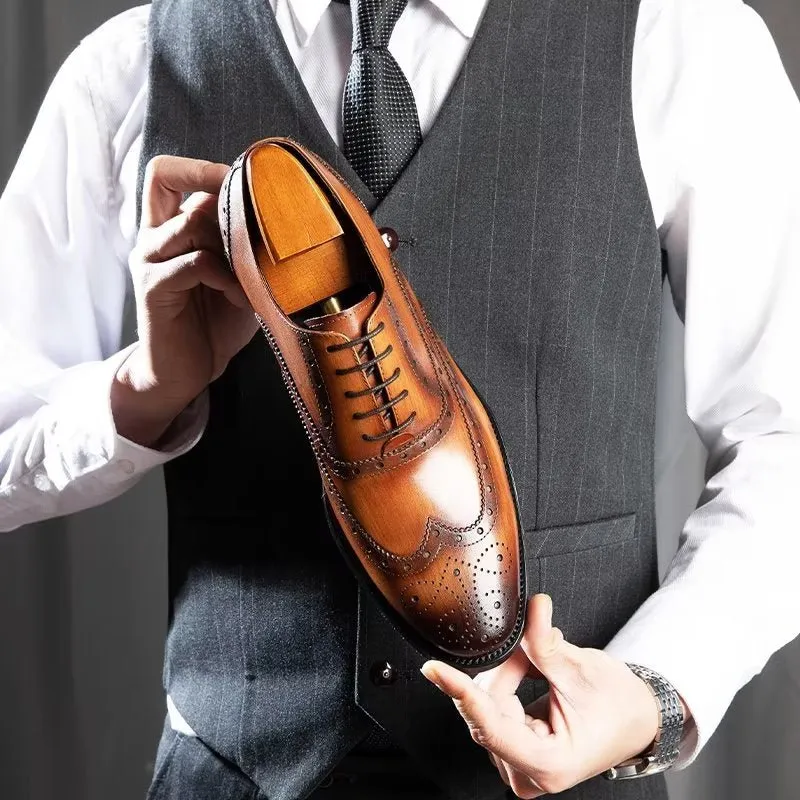 Luxe Leather Brogue Dress Shoes