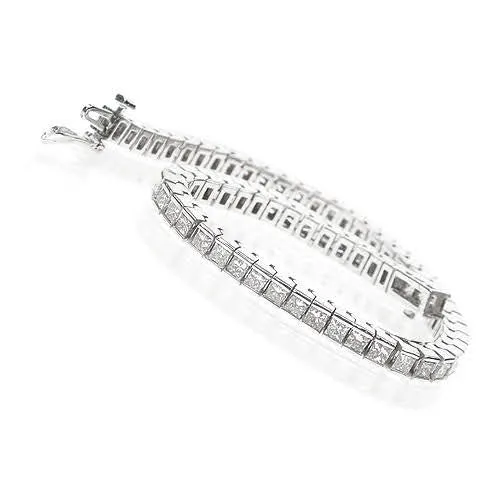 Magnificent 3.80CT Princess Cut Diamond Tennis Bracelet in 18KT White Gold