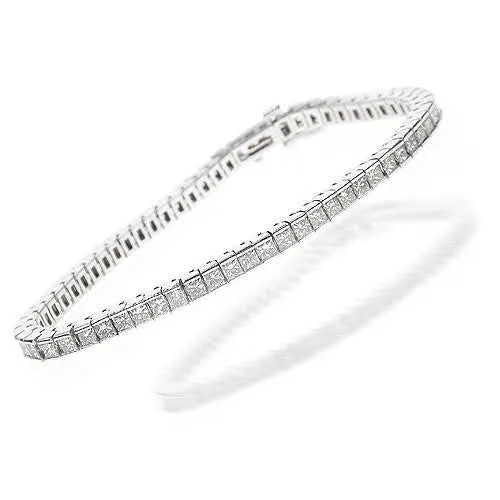 Magnificent 3.80CT Princess Cut Diamond Tennis Bracelet in 18KT White Gold