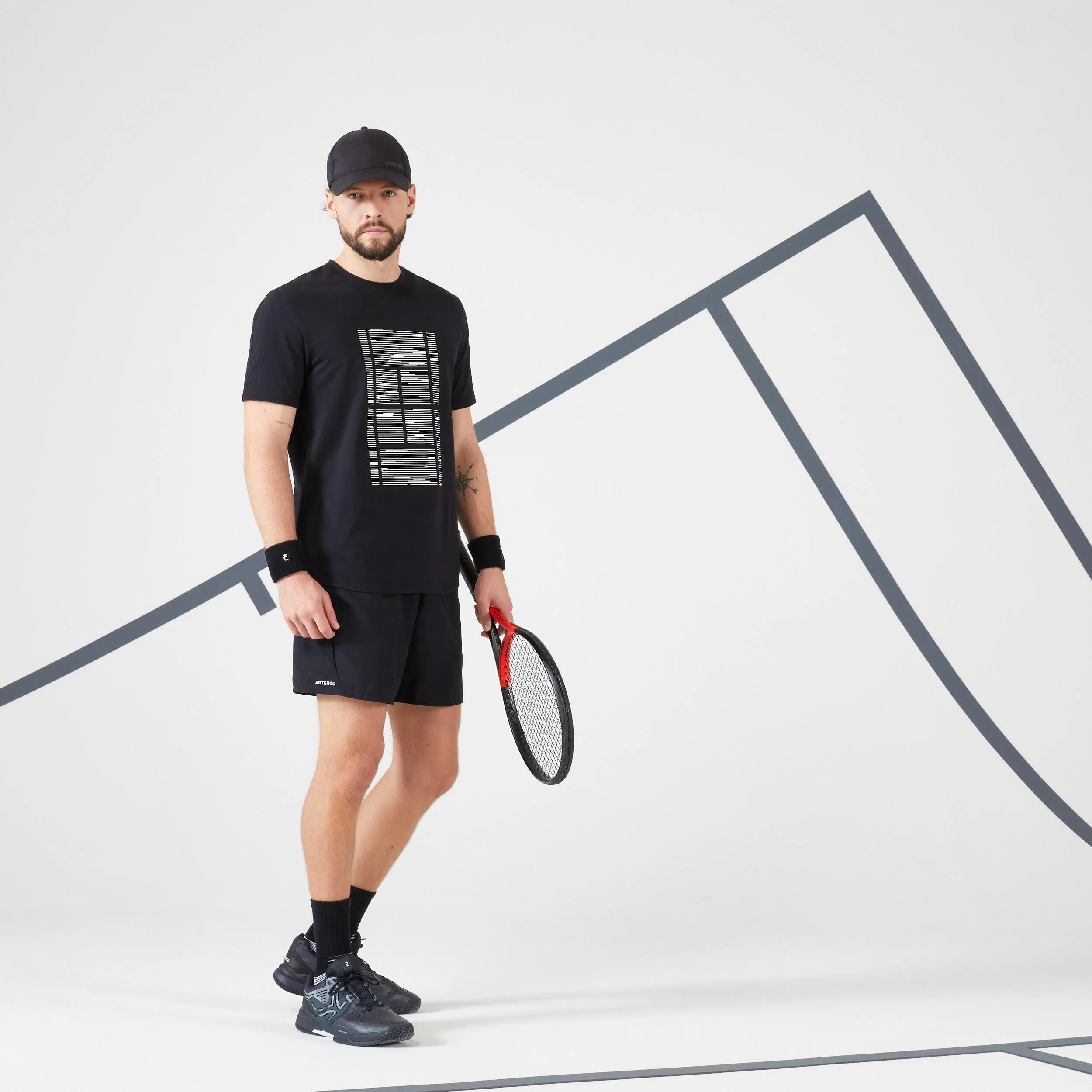 Men's tennis T-shirt - TTS Soft black ARTENGO, black