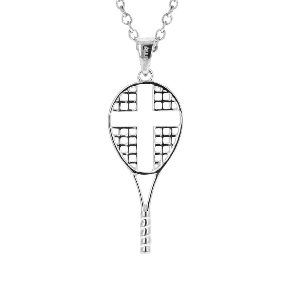 Mini Love All Tennis Cross Necklace | Stainless