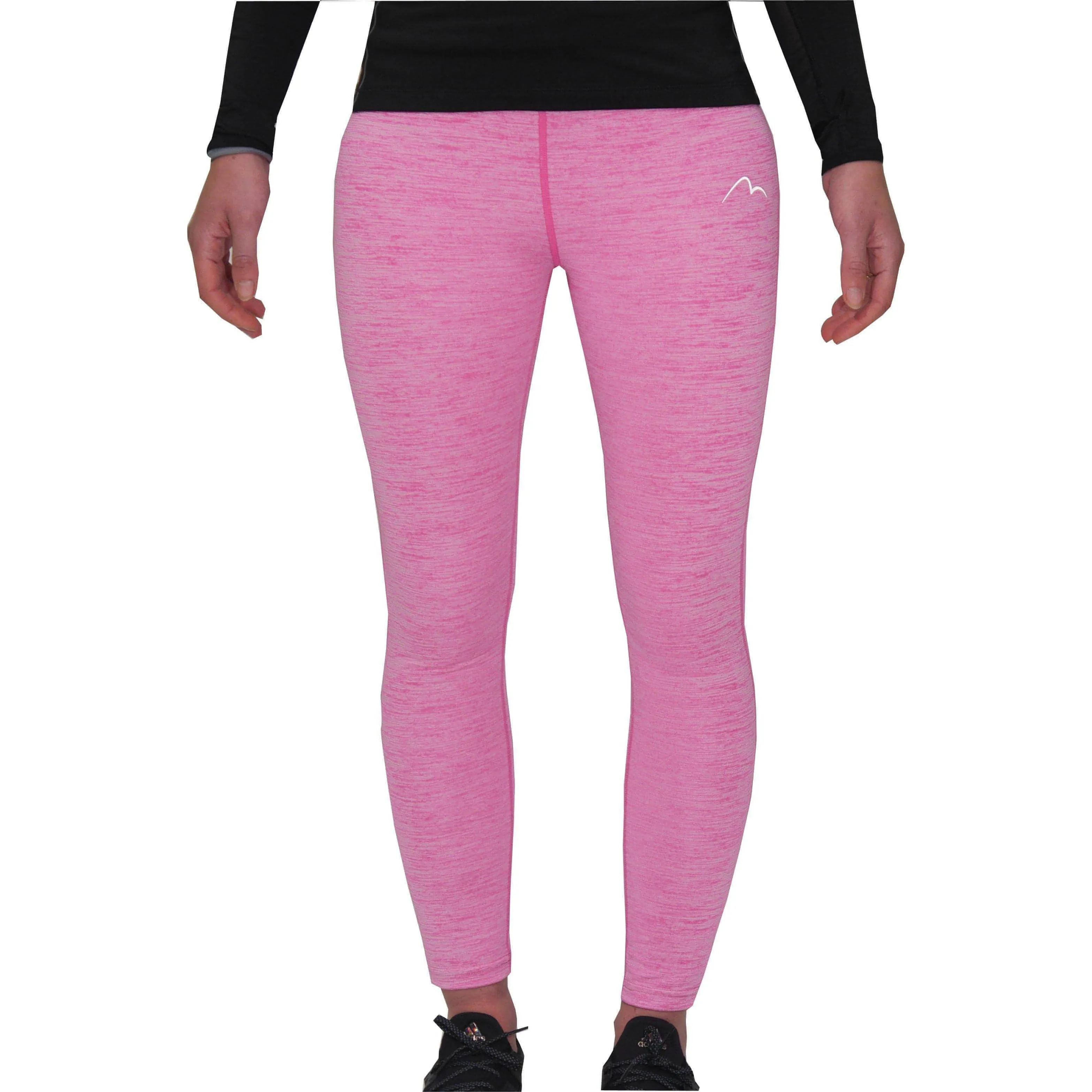 More Mile Heather Girls Long Running Tights - Pink