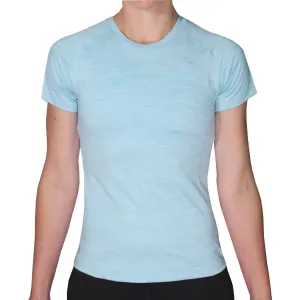 More Mile Heather Short Sleeve Girls Running Top - Blue