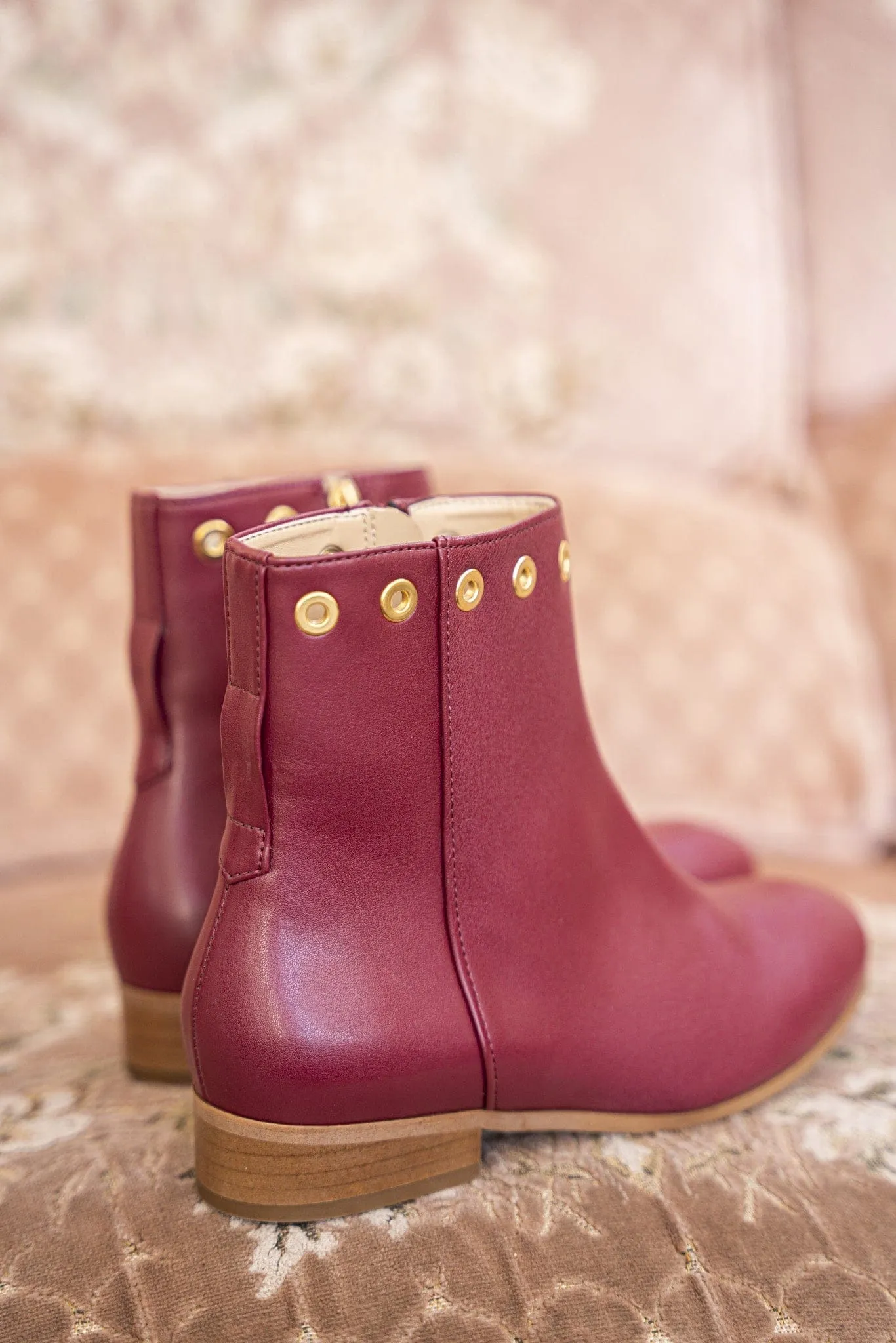 Nansouty Vegan Leather Ankle Boots | Burgundy