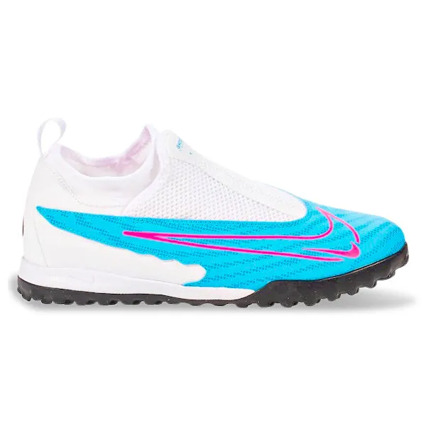 Nike Jr. Phantom GX Academy DF Turf Soccer Shoes (Baltic Blue/Pink Blast)