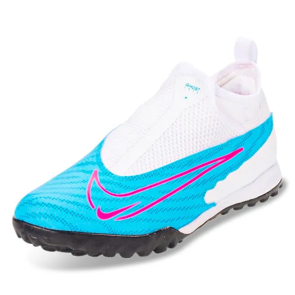 Nike Jr. Phantom GX Academy DF Turf Soccer Shoes (Baltic Blue/Pink Blast)