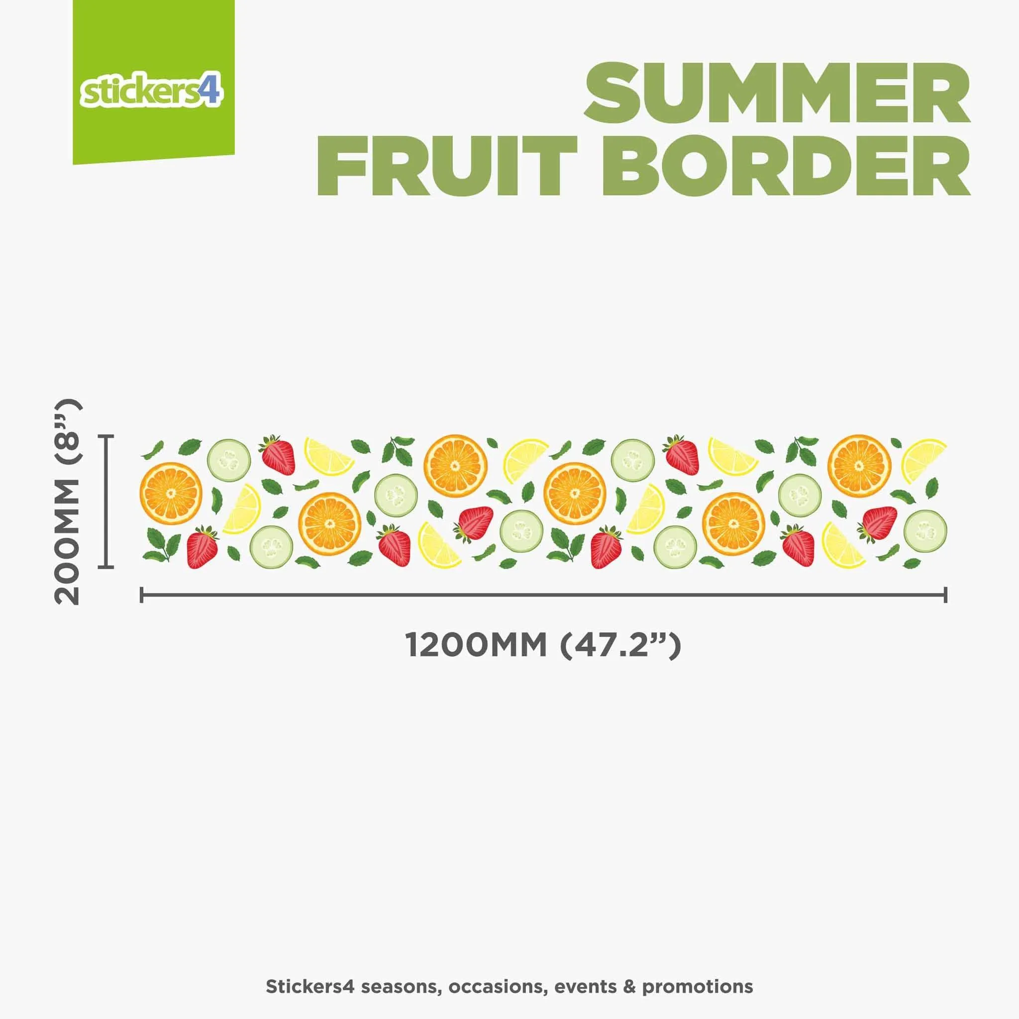 'Pimms' Style Summer Fruit Border Window Sticker