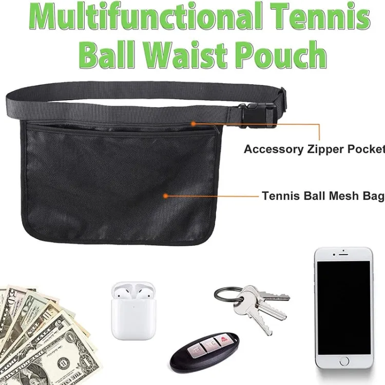 Portable Ball Waist Pack Tennis Ball Storage Bag(Black)