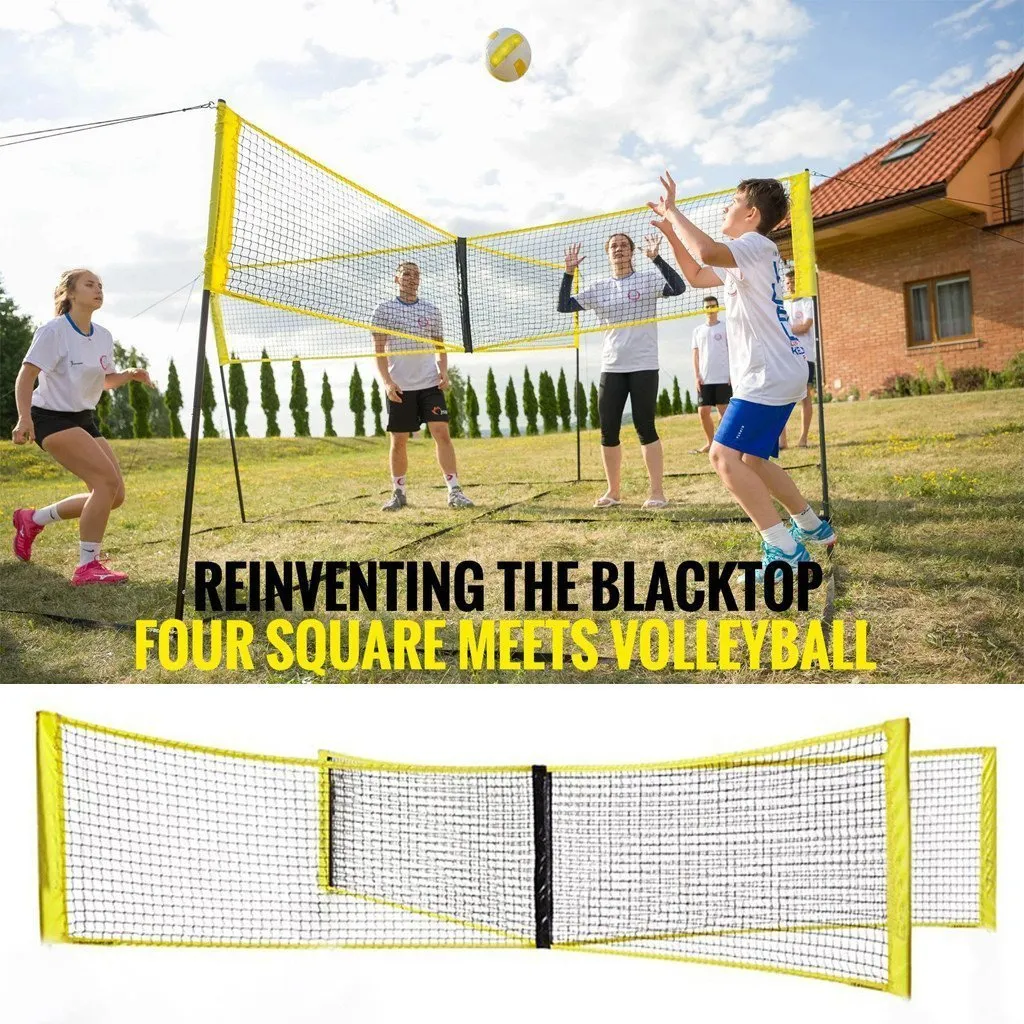 Portable volleyball net 4 square bounce net