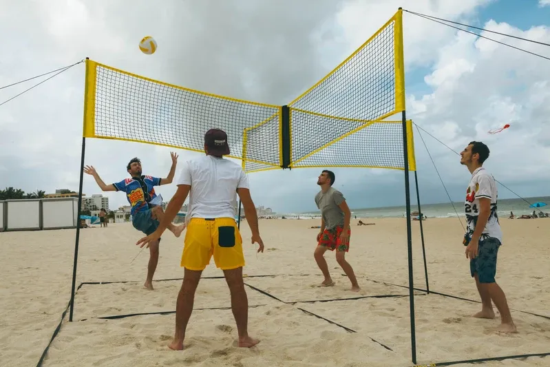 Portable volleyball net 4 square bounce net