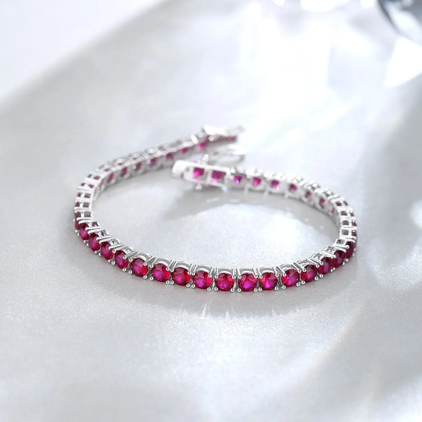 "Royal Red" Ruby Tennis Sterling Silver Bracelet