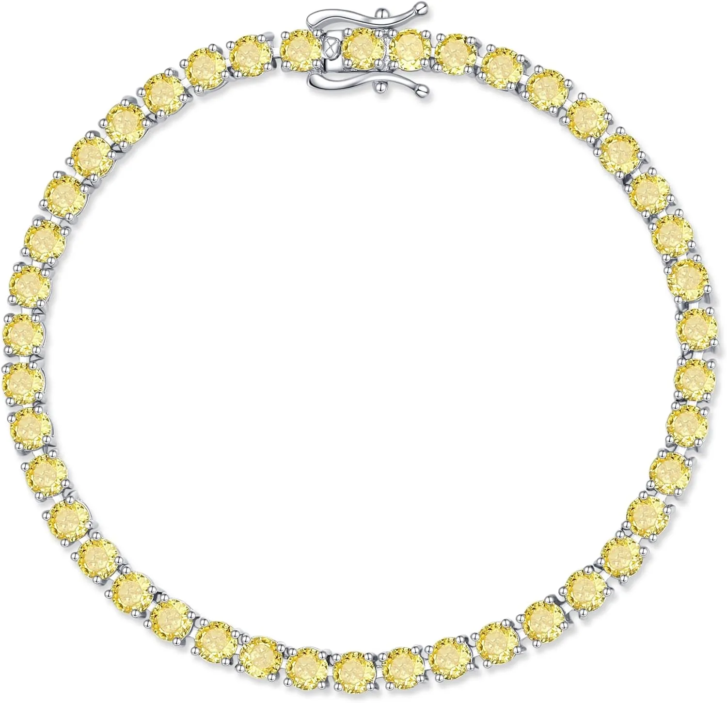 "Spirit Renewal" Yellow Citrine Tennis Sterling Silver Bracelet