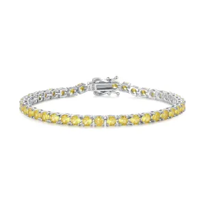 "Spirit Renewal" Yellow Citrine Tennis Sterling Silver Bracelet