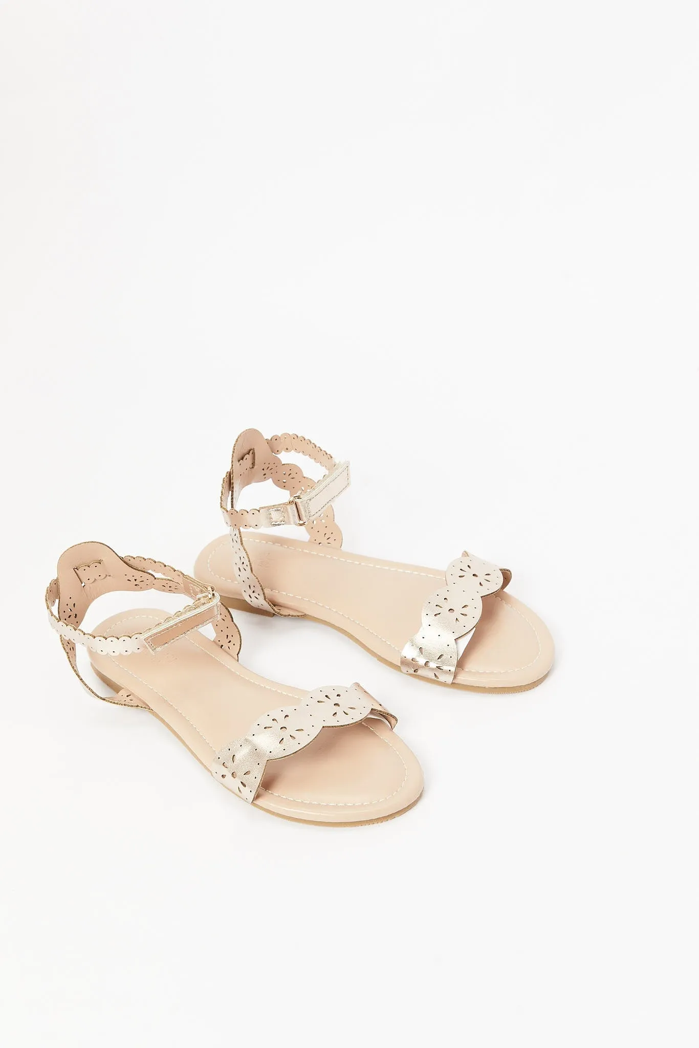 Senior Girls Gold Laser Cut Sandal