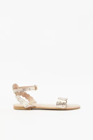 Senior Girls Gold Laser Cut Sandal