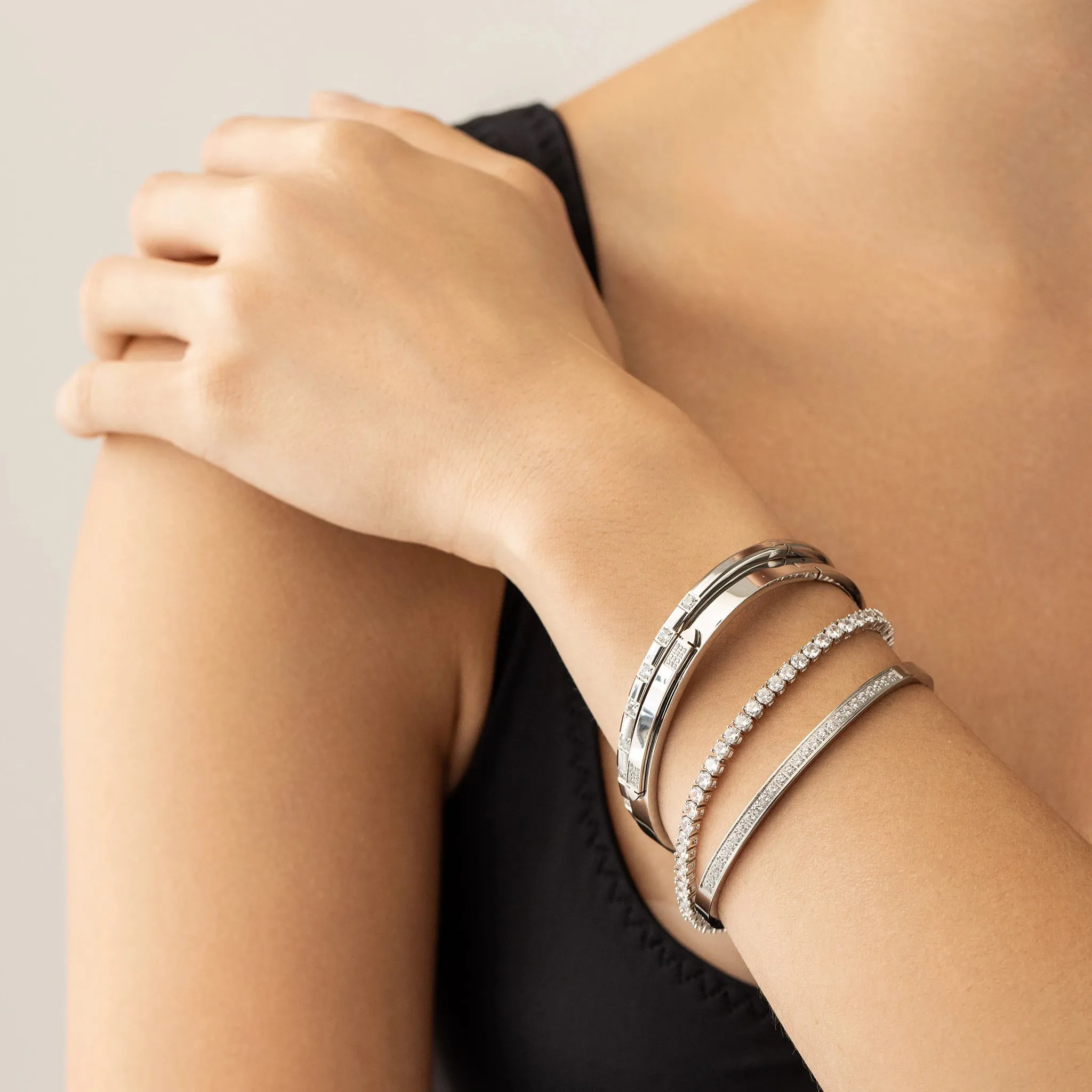 SILVER GEAR BRACELET STACK