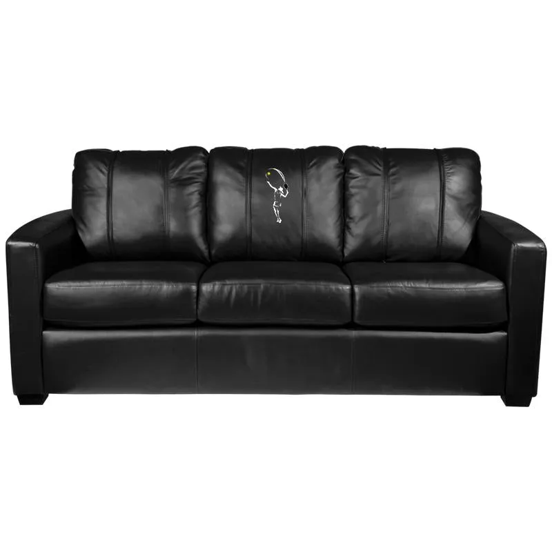 Silver Sofa with Tennis Woman Logo Panel