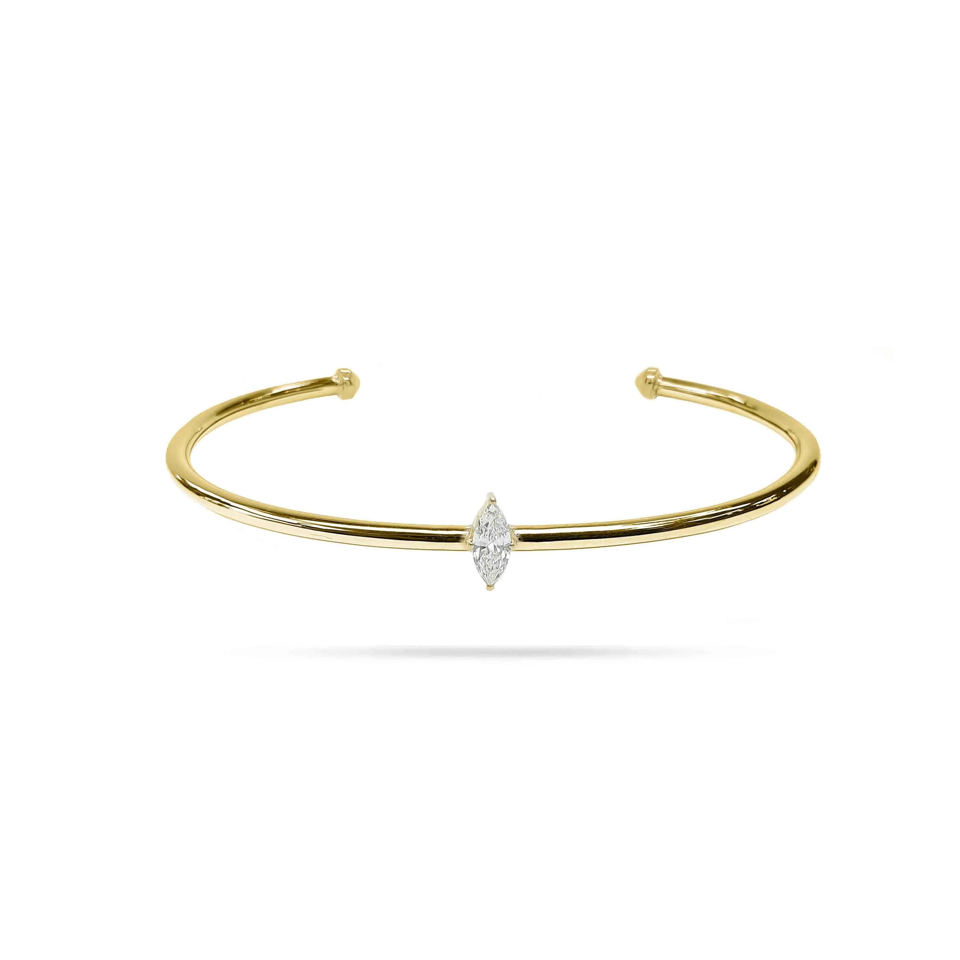 Solitaire Marquise Diamond Spring Bangle