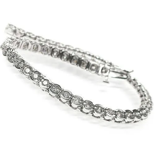 Sparkling 3.00 CT Round Cut Diamond Tennis Bracelet in 14KT White Gold