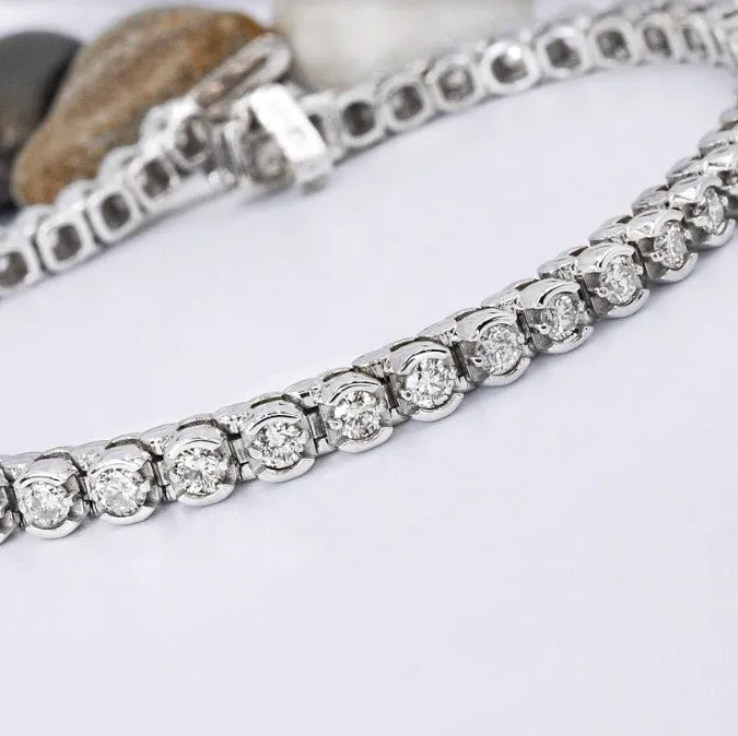 Sparkling 3.00 CT Round Cut Diamond Tennis Bracelet in 14KT White Gold