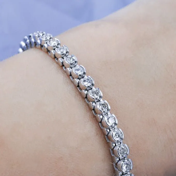 Sparkling 3.00 CT Round Cut Diamond Tennis Bracelet in 14KT White Gold