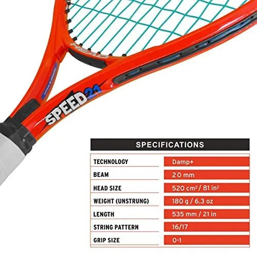 Speed 21 Junior Aluminum Tennis Racquet (Strung) Multicolour