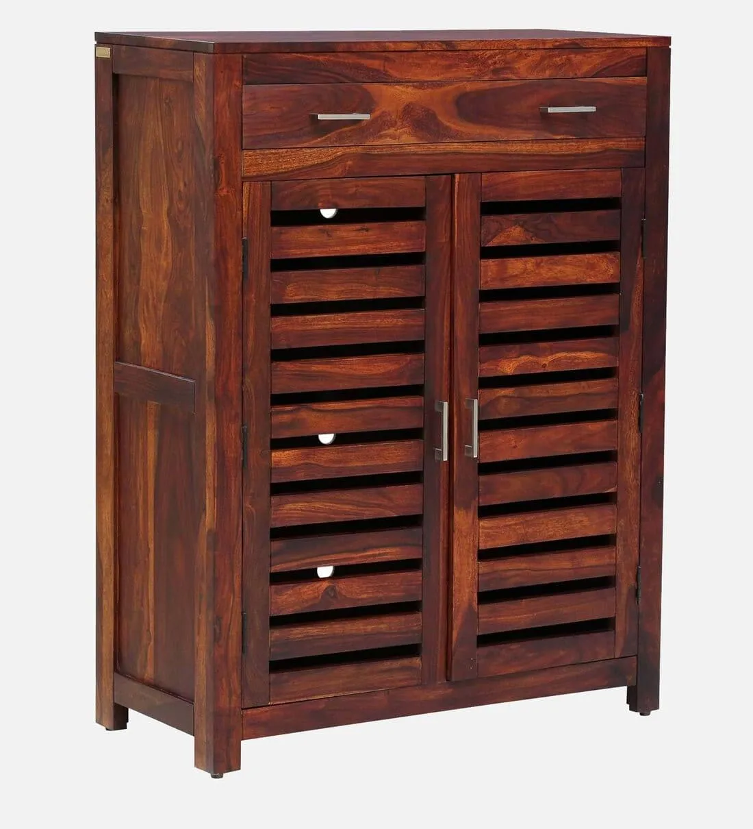 Stigen Sheesham Wood Shoe Cabinet In Honey Oak Finish,