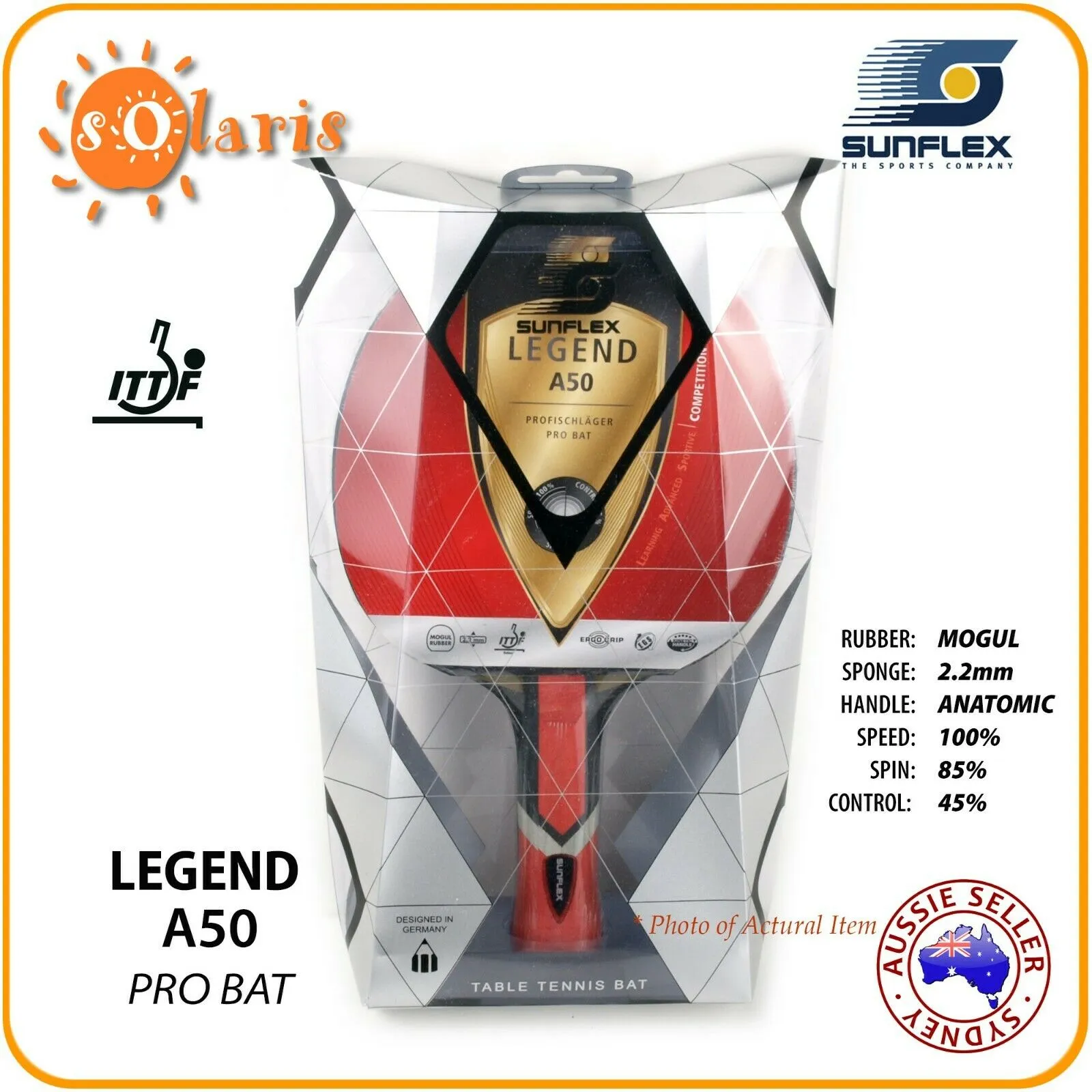 SUNFLEX LEGEND A50 Professional Bat ITTF Approve Table Tennis Bat Kinetic Handle