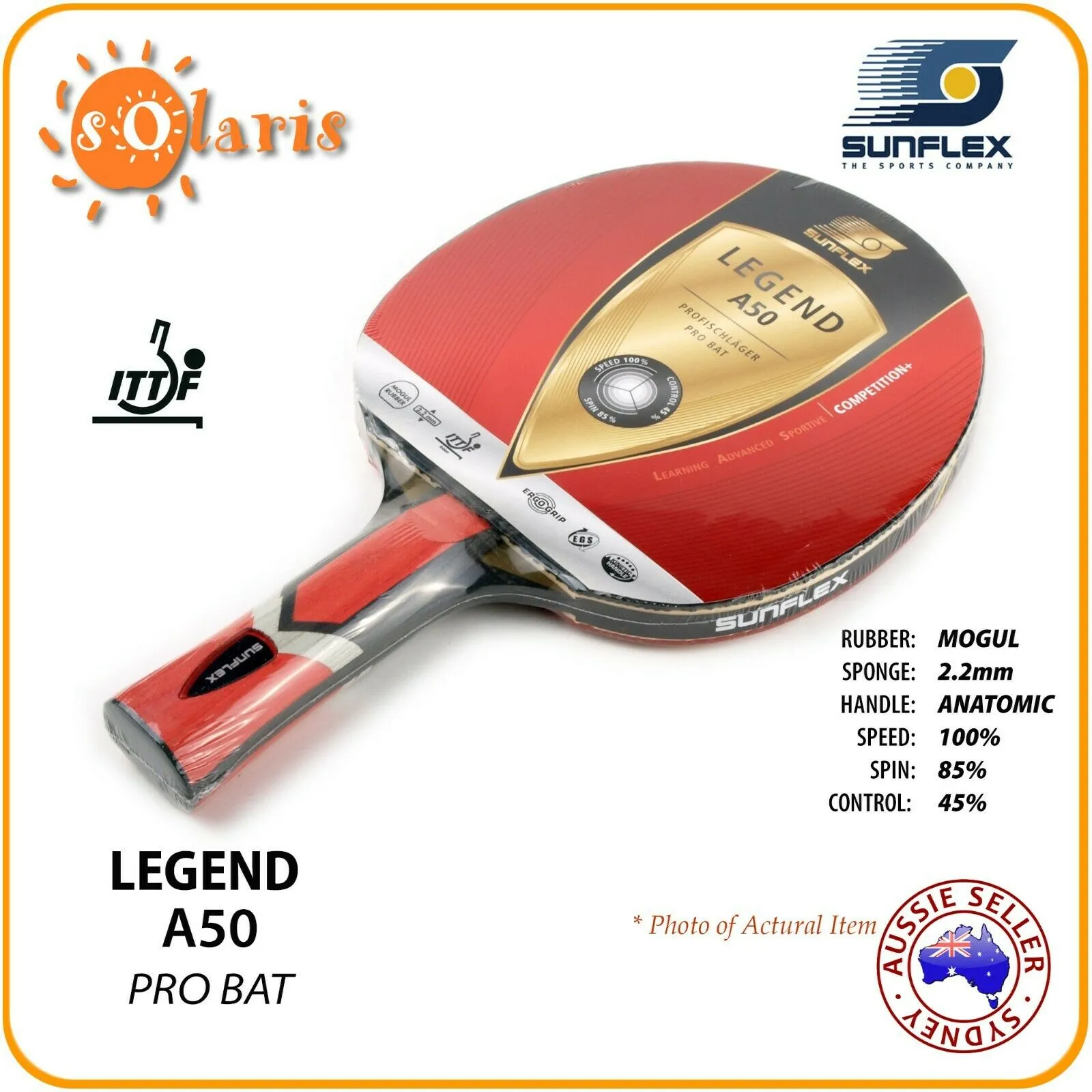 SUNFLEX LEGEND A50 Professional Bat ITTF Approve Table Tennis Bat Kinetic Handle