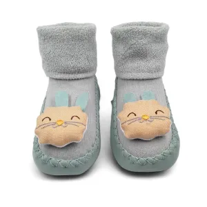 Teal Bunny- Baby Sock Shoes for Infants Babies and Little Kids