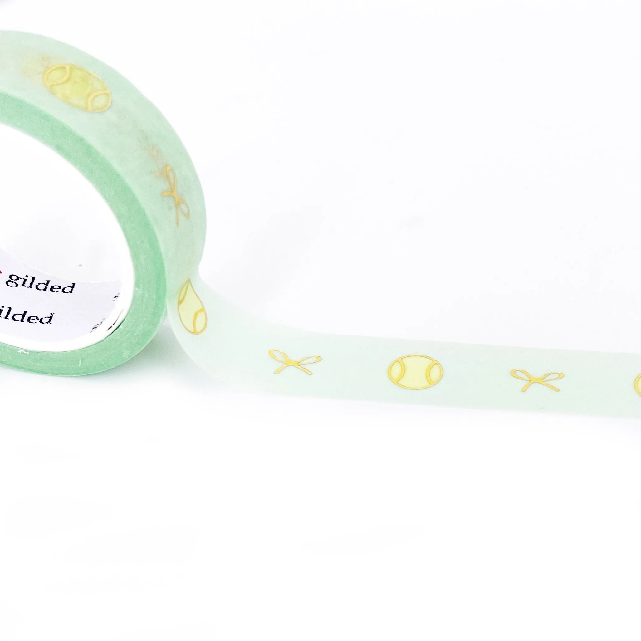 Tennis & Bows washi (15mm   light gold foil) (Item of the Week)