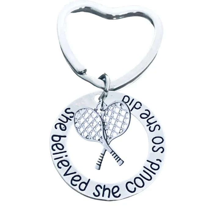 Tennis Keychain- She Believed She Could So She Did