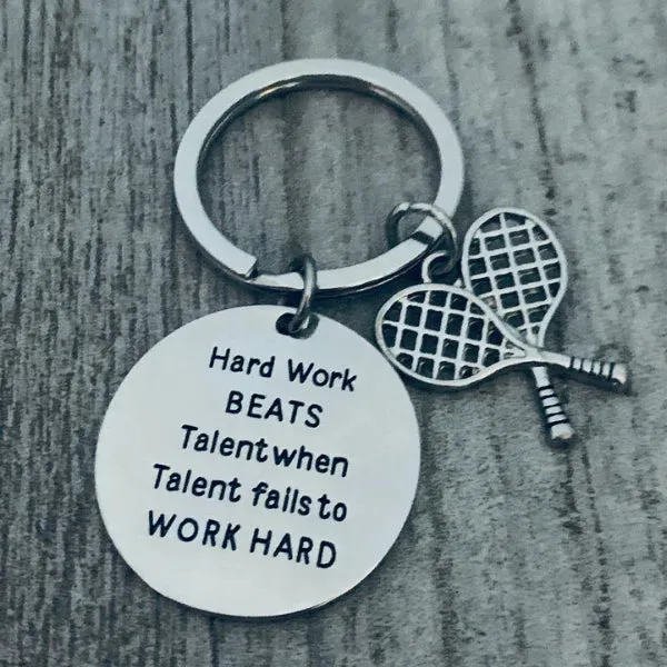 Tennis Keychain with Inspirational Charm