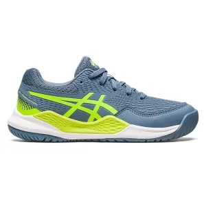 Tennis Shoe Kids Asics GEL RESOLUTION 9 GS Steel Blue/Hazard Green