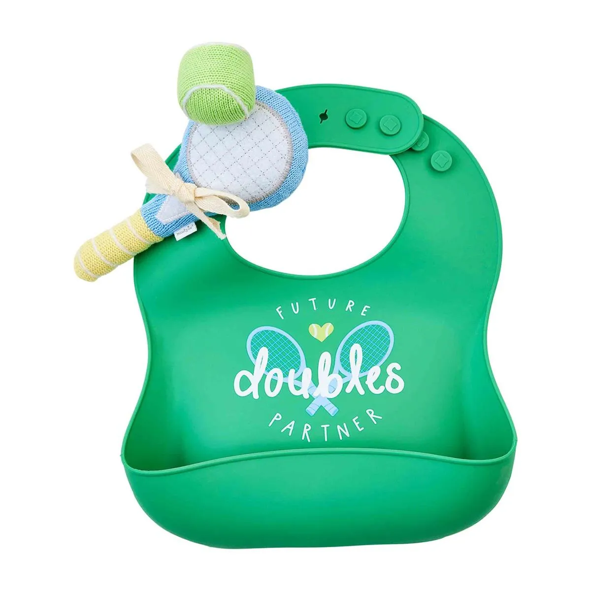 Tennis Silicone Bib & Rattle Set