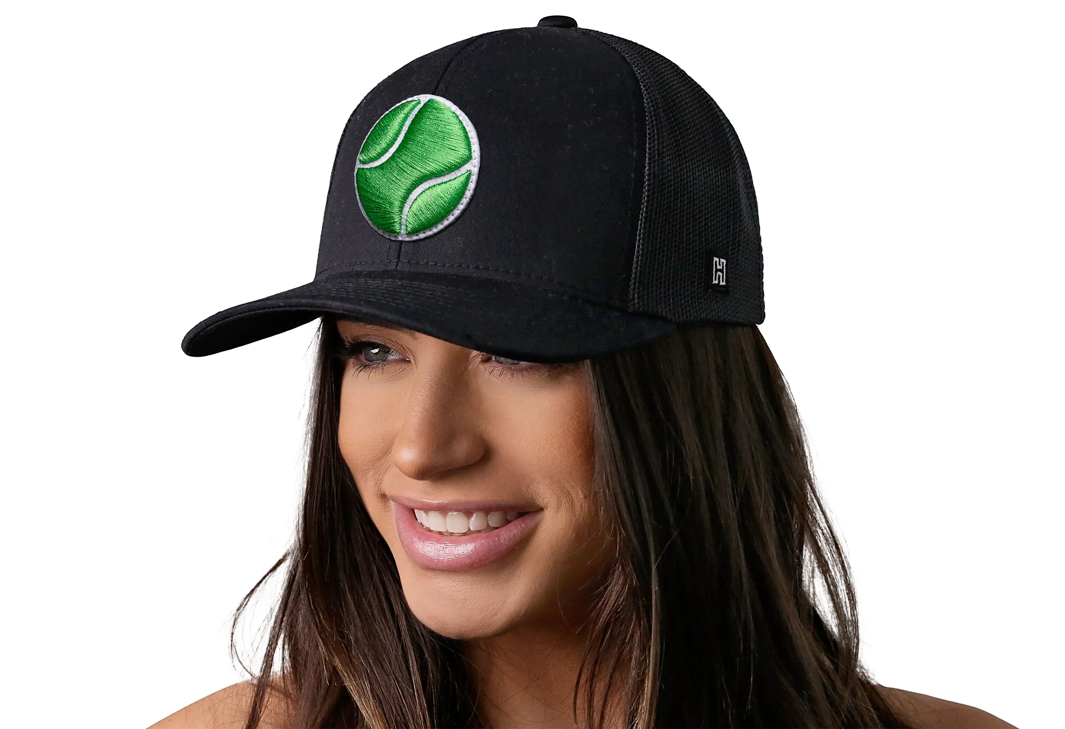 Tennis Trucker Hat  |  Black Tennis Ball Snapback