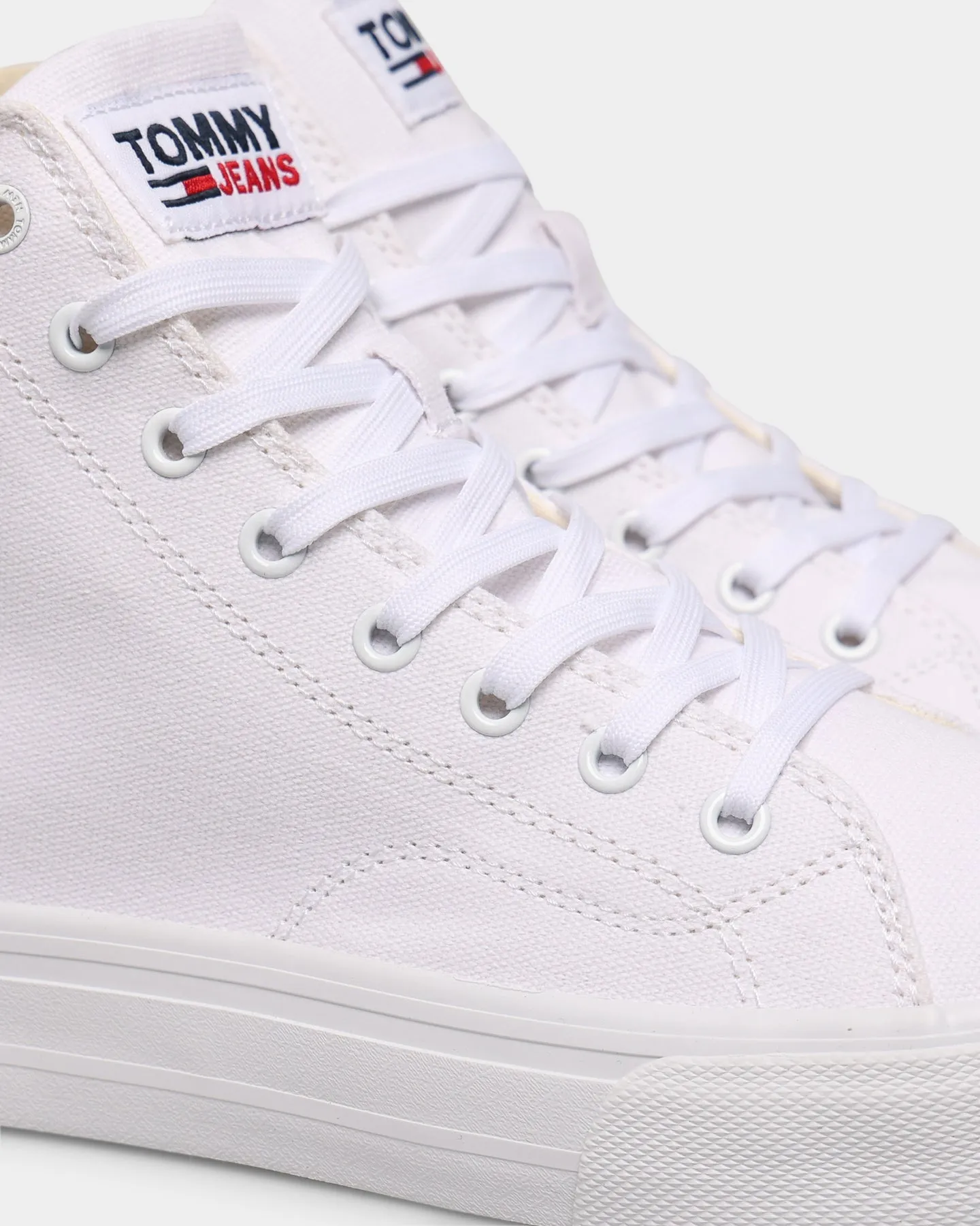 Tommy Jeans Long Lace Midcut Vulcanized Sneaker White