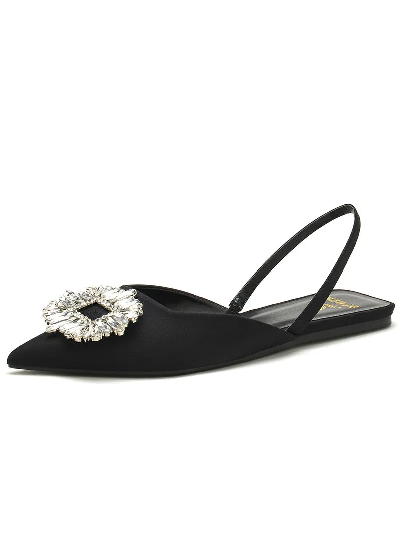 Uniwim Summer beach by the seaside sandals Pointed Flat-bottomed Rhinestone Sandals