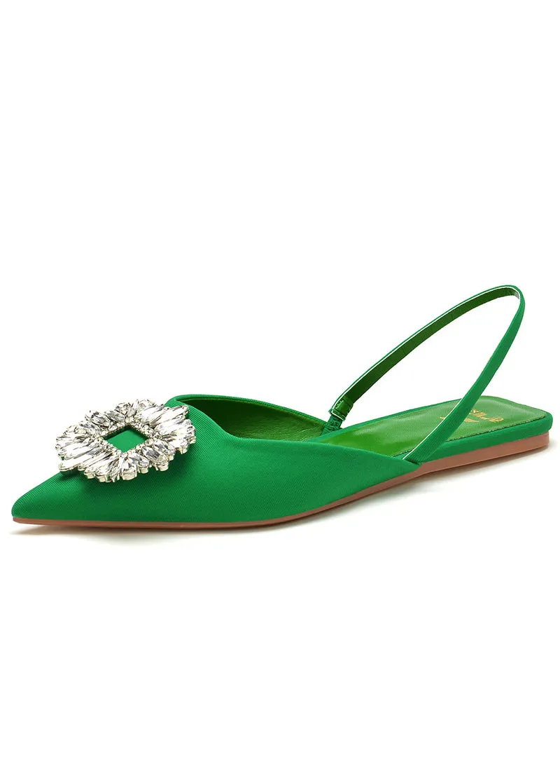 Uniwim Summer beach by the seaside sandals Pointed Flat-bottomed Rhinestone Sandals