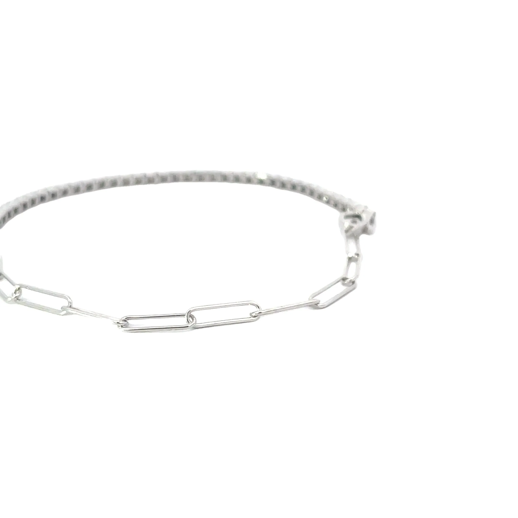 White Gold Diamond Paperclip Tennis Bracelet