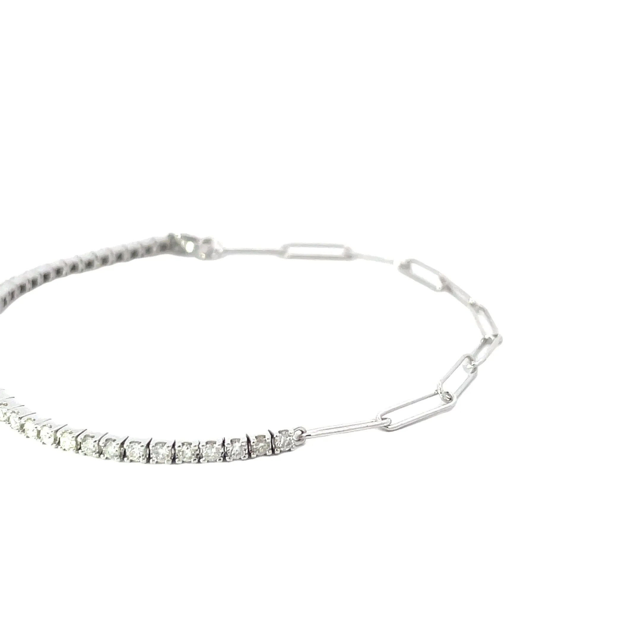 White Gold Diamond Paperclip Tennis Bracelet