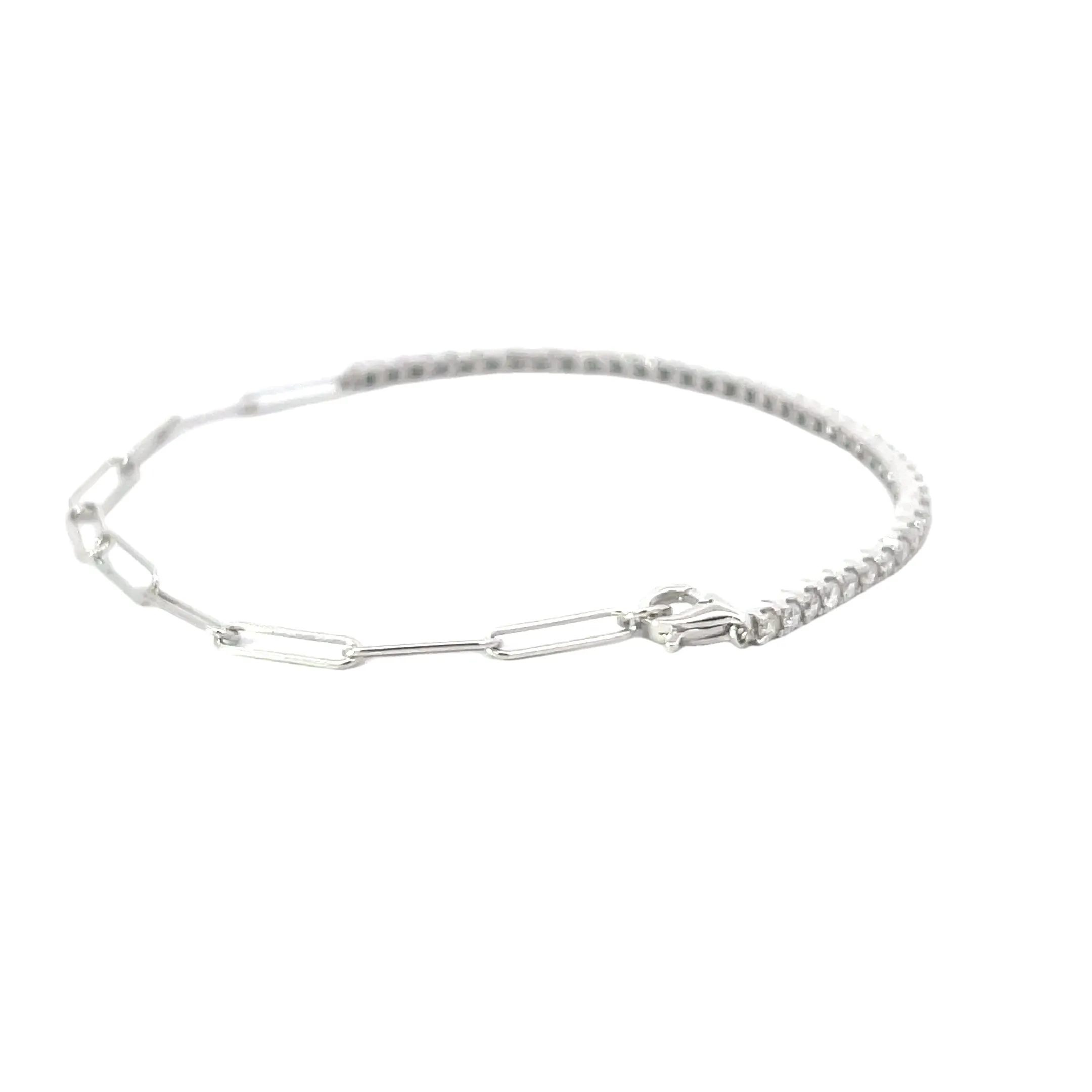 White Gold Diamond Paperclip Tennis Bracelet